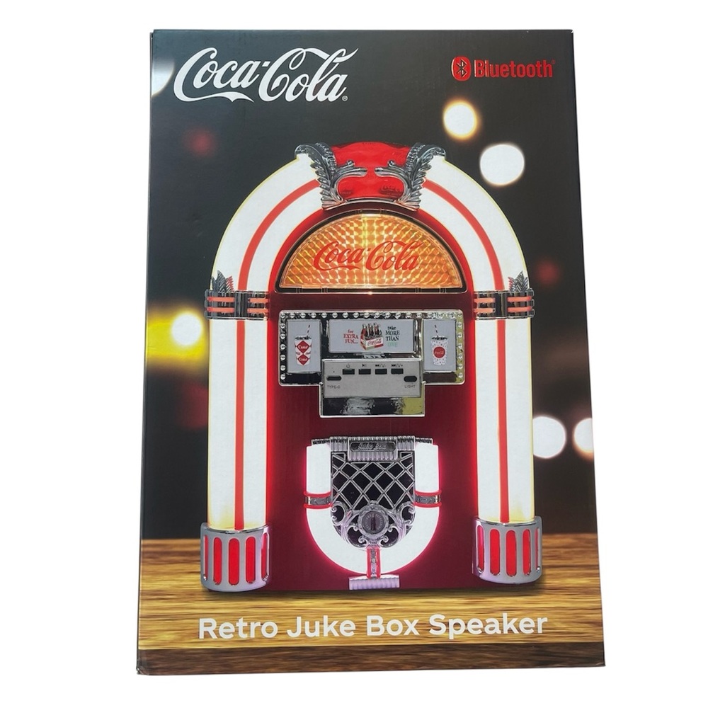 Coca-Cola Juke Box Bluetooth Speaker Led Color Changing Lights FM Radio Mode NEW